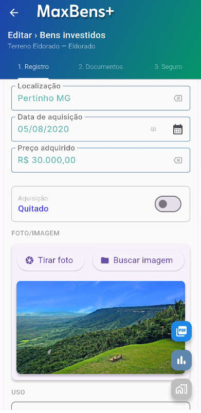 Cadastro do Bem